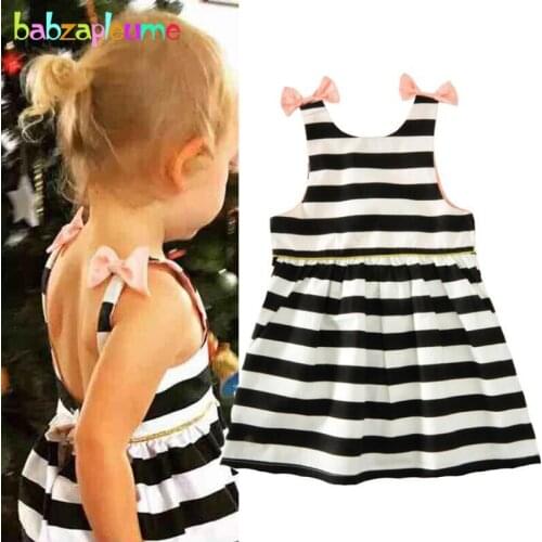 2017 Summer Girls Princess Dress Bow Striped Design Baby Girls Clothes Backless Party Kids Costume toddler Dress anger girl A206