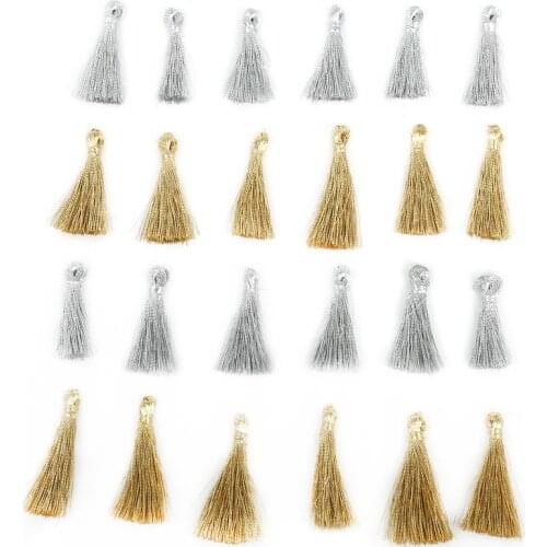 25mm 10pcs Metallic Small Mini Tassel Pendant Garment Decorative Tassel for DIY Jewelry Making Earring Findings Silver/Gold