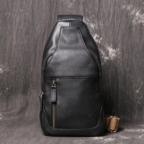 Male Bags Genuine Leather Shoulder Messenger Bag Men Sling Bags Chest Pack Crossbody Bags for Men Chest Bag Cowhide Leather