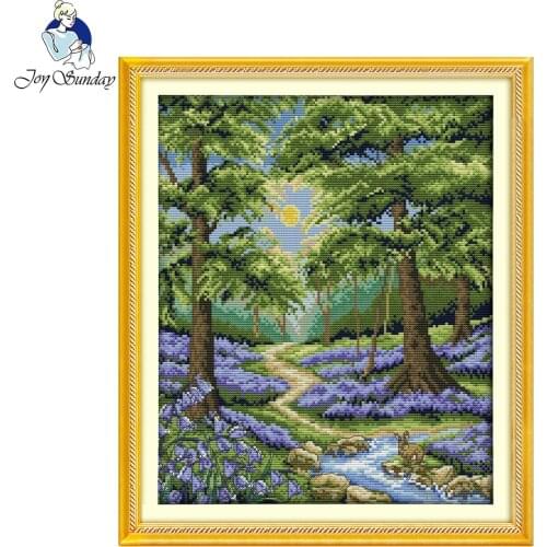 Joy Sunday Bluebell forest needlepoint kits Chinese Cross Stitch Patterns for DIY Needlecraft Home Wall Derection