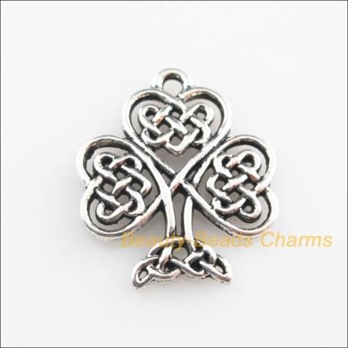 New 18Pcs Tibetan Silver Color Heart Chinese knot Tree Charms Pendants 19x23mm