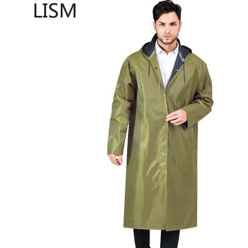 Outdoor Hiking Canvas Raincoat for Men Adult Siamese Long Rainwear Military Yellow Thickened Labor Raincoat Poncho Rain Jacket