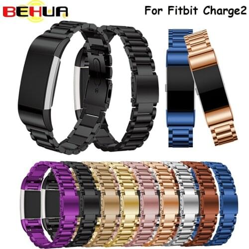 For Fitbit Charge 2 Strap Stainless Steel Bracelet Watch Band for Fitbit Charge2 Band Smart Watch Wristband Replacement Colorful