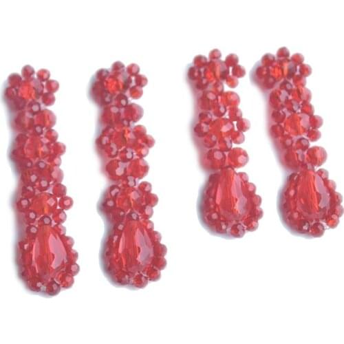 LONDANY Hand-knitted earrings beaded multicolor flowers water droplets fashionable shiny earrings adjustable length earrings