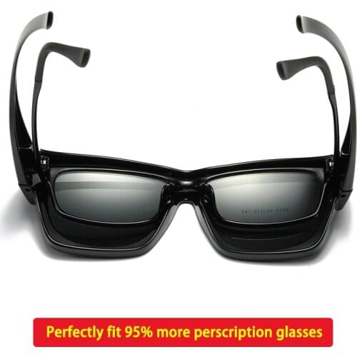 Polarized Fit-over sunglasses cover over overlay prescription glasses myopia man women car driver large size transfer eyewear