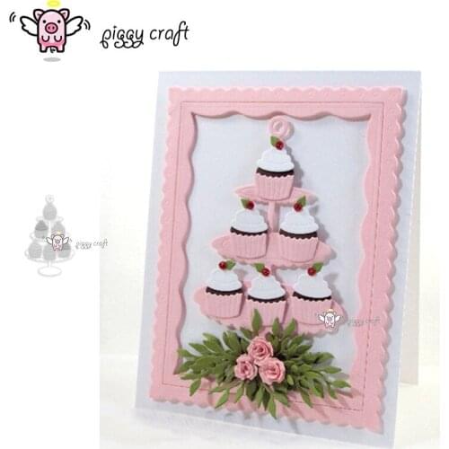 Piggy Craft metal cutting dies cut die mold Birthday cake stand Scrapbooking Album Embossing Paper Cards Making Decor Crafts Die