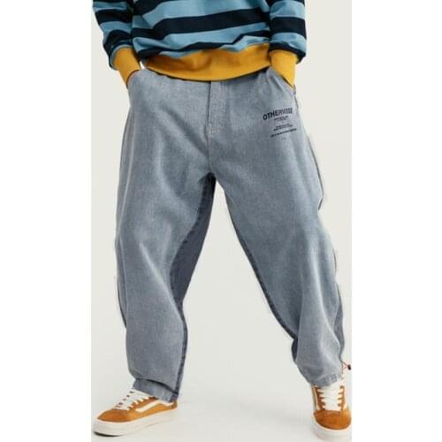 Hip Hop Jeans Spell color Mens personality Loose Jean Denim Pants Boys slacks Mens Street Cowboy Trousers Autumn Men Boyfriend