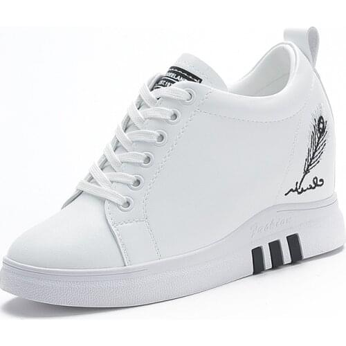 High Top Sneakers Women Platform Ankle Boots Basket Femme Chaussures Height Increase Shoes White