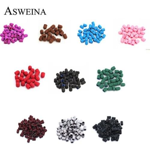 10*15/13*19 Nail Sanding Caps Purple Blue Red Mix Color With Rubber Gel Remover Cutter Drill Bits Pedicure Tools Accessories