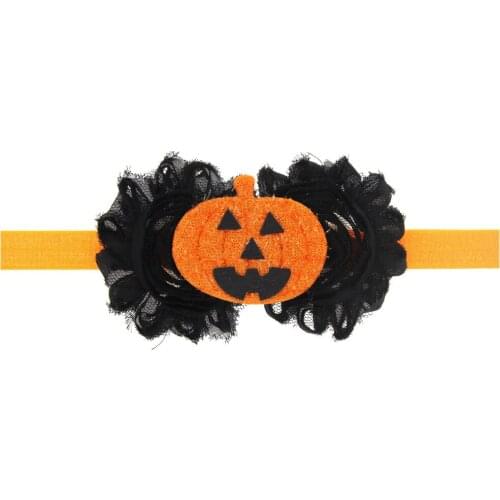 Top Selling 10pcs Infants Halloween Party Decorate Hair Bands Kids Girls Orange Pumpkin Designer Headbands Bandanas For Child