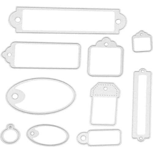 10pcs/set Metal Cutting Dies And Stamps Hang Tag Stencils For DIY Bookmark Label Scrapbooking Decorative Embossing Paper Cards