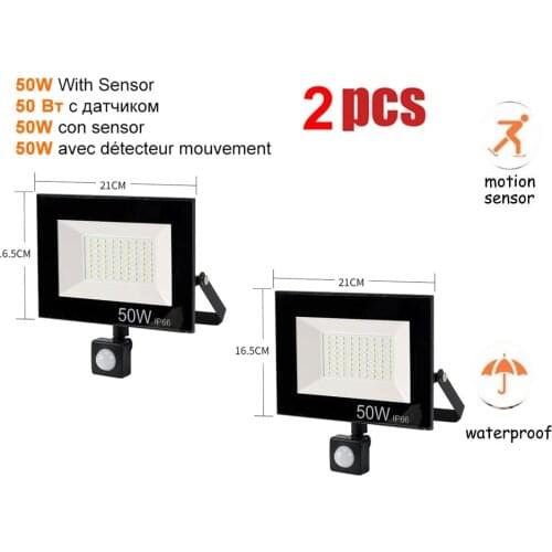 2 pcs 220V 10-100W LED FloodLight Spotlight Exterior Street wall reflector LED Garden light Path light PIR Motion Sensor waterpr