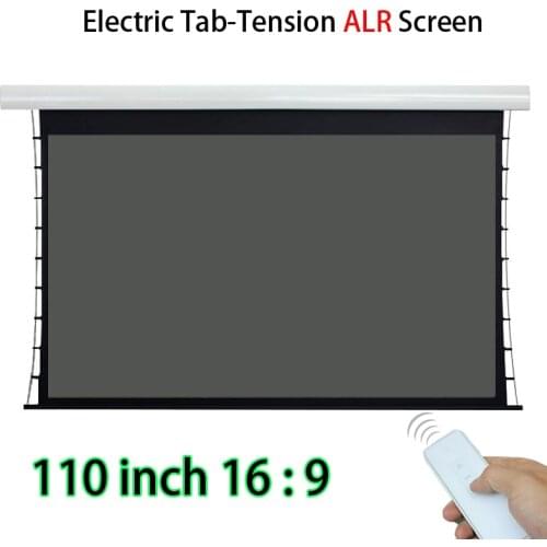 ALR Screens 110inch 16:9 Motorized Tab-Tension Light Rejecting Projection Screen For For Long Throw Projector