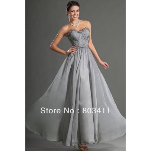 Free Shipping New Design Lovely Strapless Sweetheart Neckline Chiffon Evening Dress
