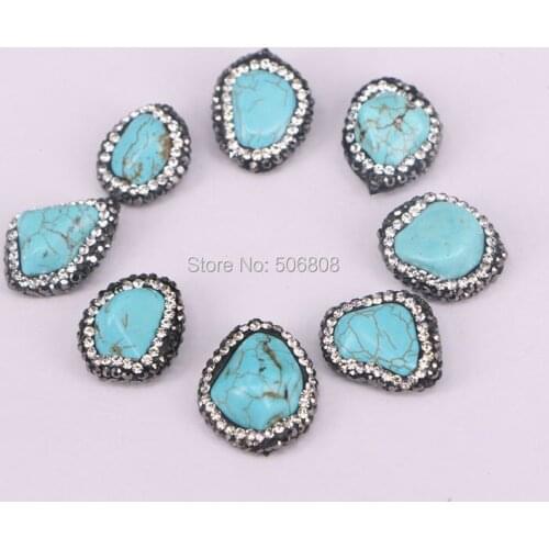 10PCS ZYZ-C5311 Blue stone Pave Side-drilled Beads, Freeform crystal stone beads, nature stone connector findings