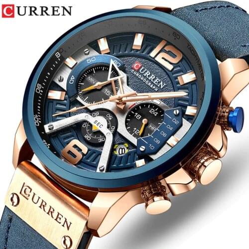 Relogio Masculino Curren Mens Watches Top Brand Luxury Men Military Sport Wristwatch Leather Quartz Watch erkek saat 8329