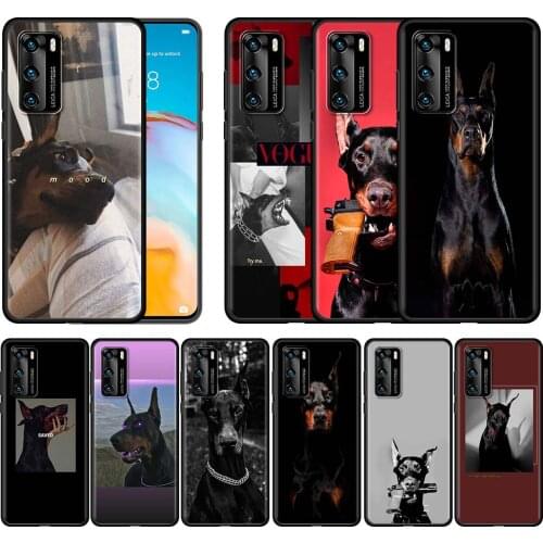 Animal Doberman Dog Case For Huawei P30 Pro P40 Lite E P Smart Z P20 Y6 Y7 2019 Honor 9X 8X 20 Soft Shell Phone Cover Funda