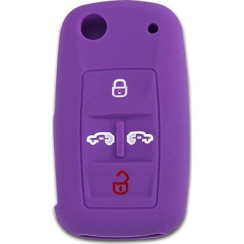 Key Case For Volkswagen Sharon Silicone Flip Car Key Cover Floding Key For 4 Button Black