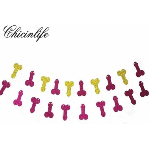 Chicinlife Glitter Willy Penis Banner Garland Photo Props Bachelorette Hen Night Party banner Bridal Shower Wedding Decoration