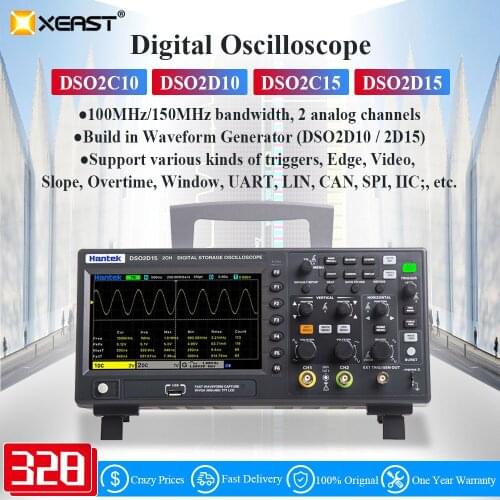 Hantek digital oscilloscope DSO2C10 2CH digital storage осциллограф 100M/1G sampling DSO2D10 2CH+1CH With signal source