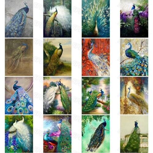 Diy Diamond Painting Unique Beautiful Animals Proud Color Peacock Green Blue Yellow Peacock Oil Painting Personalized Poster