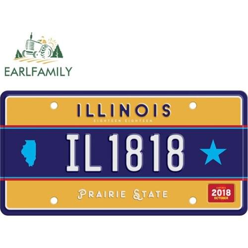EARLFAMILY 25cm x 12.7cm for Illinois Car Stickers Waterproof Anime Trunk Graffiti Sticker Custom Printing Window Decal