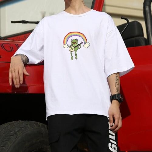 Oversized Harajuku Summer Kawaii Frog Graphic T Shirts Unisex Clothing Casual Cotton Shirt Short Sleeves Aesthetic Loose Tops