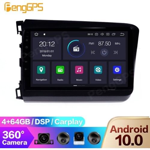 GPS Navigation for Honda Civic 2011-2015 Multimedia Headunit 360° Camera DSP DVD Player Car Touchscreen Android 10.0 Carplay PX6