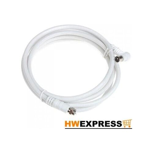 HWEXPRESS Wholesale 5 PCS White 2M 9.5mm 90 Degrees Male to F type Male Coaxial TV Satellite Antenna Cable