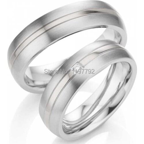 2014 custom tailo white gold color titanium steel engagement wedding ring sets for couples