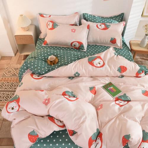Set 3/4pcs Bedding Set Printed Bed Linen Sheet Plaid Duvet Cover 240x220 Single Double Queen King Quilt Covers Sets Bedclothes