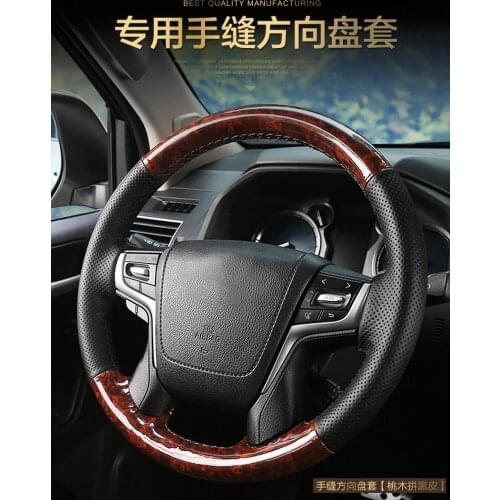 For Toyota Corolla Camry Avalon IZOA Highlander Levin Crown Prado CHR RAV4 Veranda Hand-stitched leather steering wheel cover