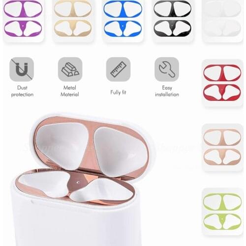 Metal Dustproof Sticker for Apple AirPods 2 1 Earphone Accessories Ultra-Thin Wrap Sticker Skin Dustproof Scratchproof Stickers