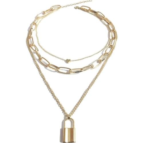 Fashion Gothic Padlock Lock Neck Pendant Choker Necklace Steampunk Clavicle Chain Necklace Jewelry Best Gift