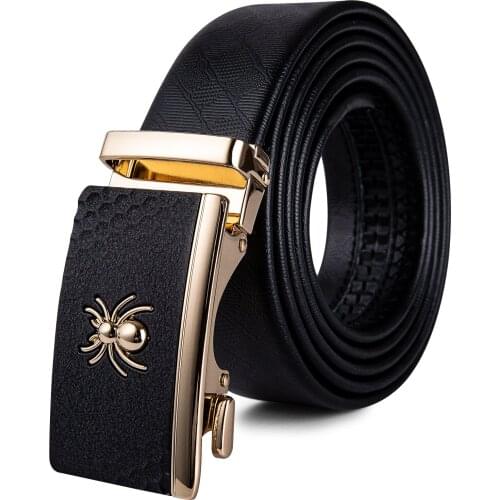 BK-2066 Barry.Wang Designer 2019 Luxury Gold Spider Automatic Alloy Buckle Belts Men Cowhide Leather Strap Belts For Men Gifts