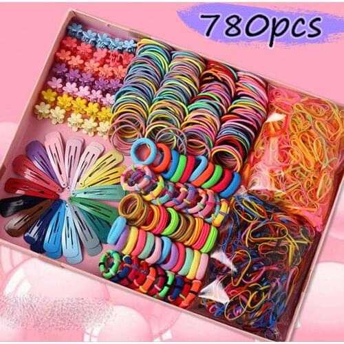 Hair Accessories Set Children Colorful Elastic Hair Bands For Girls Kids Cute Hairpin Mixed Rubber Band Hair Clips Headband set