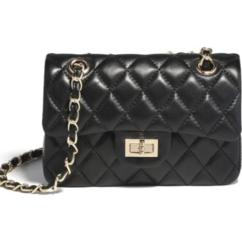 New Arrivals Genuine Sheepskin Phone Bag Fashion Chain Purse Diamond Lattice Pattern Shoulder Bag Women Designer Crossbody Bag