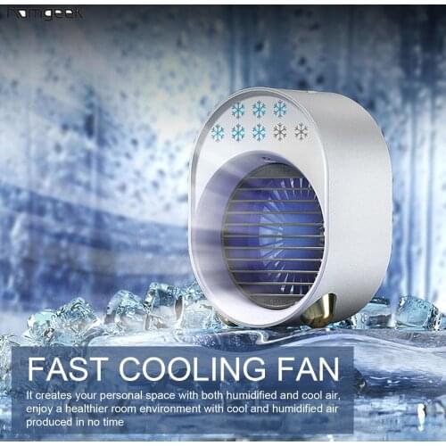 Personal Air Cooler Mini Cooler Misting Desktop Air Conditioning Fan 3 Speeds Colorful USB Quiet Air Cooler Cooling Fan for Home
