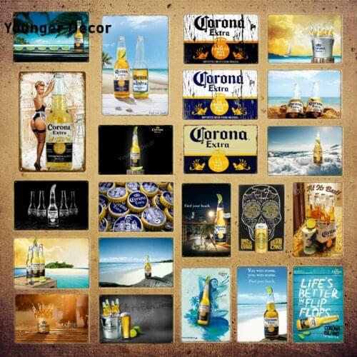 Beach Club Beer Poster Metal Tin Signs Retro Wall Stickers For Bar Pub Cafe Decoration Art Plaque Vintage Home Decor YI-208