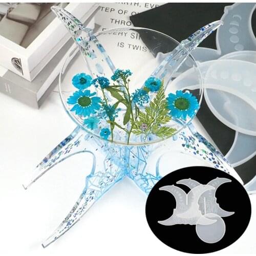 Potted Plant Stand Holder Mold For Resin Casting Cat Stand DIY Making Crafts Castle Lunar Eclipse Rotating Shelf Home Decoration