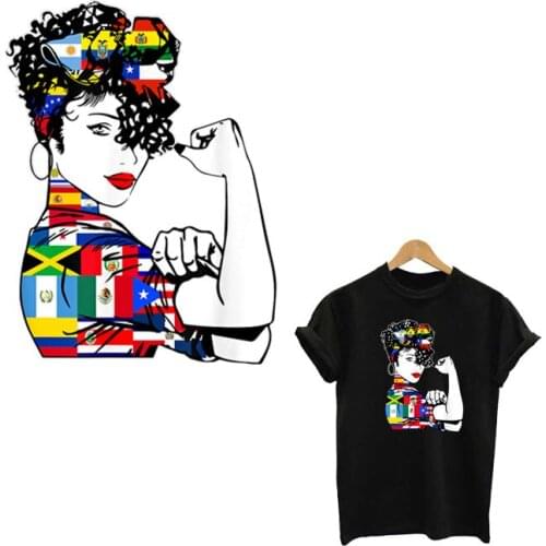 Strong Women Iron-on Transfers For Clothing Diy Clothing Thermoadhesive Patches Fusible PatchFor T-Shirt Dresss Applique Badges