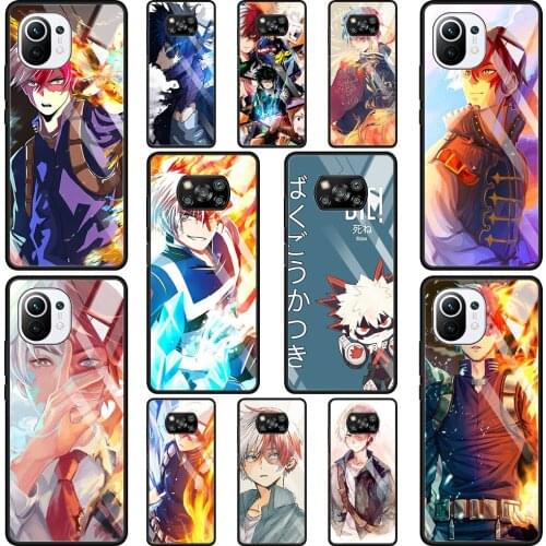 Transparent Glass Phone Case For Mi Poco X3 NFC 10T 9T Note 10 11 Pro Lite Ultra F3 M2 11i Shell Fundas Shoto Todoroki