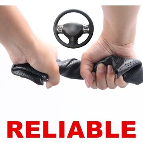 Hand Sewing Black PU Artificial Leather Car Steering Wheel Cover for Mitsubishi Lancer X 10 Outlander ASX Colt Pajero Sport