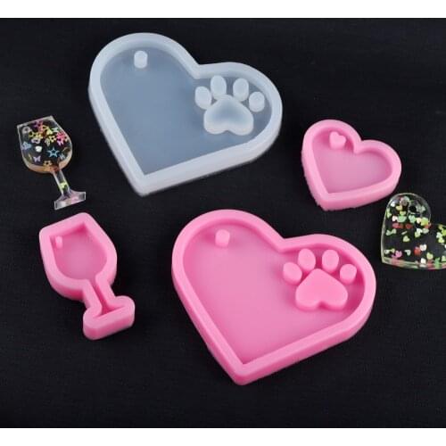 Silicone Casting Epoxy Mold For DIY Resin Pendant Hollow Cat Paw Keychain Jewelry Tools UV Epoxy Handmade Craft Making Mould