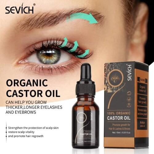 Sevich Organic Castor Oil Eyelash Serum 15ml Natural Eyelash Growthing Oil with Mascara Brushes