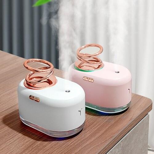300ML Double Ring Suspension Humidifier Built-in Battery With Colorful Night Lights Nano Atomization For Home Ofiice