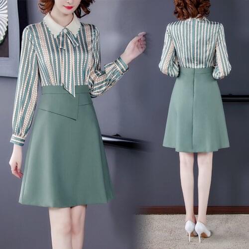 Spring Autumn Vintage Office Green Striped Dresses 2021 Casual Plus Size Long Sleeve Mini Dress Elegant Women Bodycon Vestidos