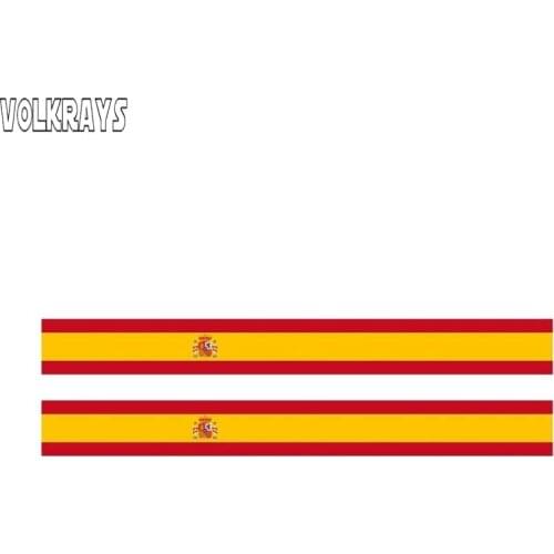 Volkrays 2 X Personality Car Sticker Stripe Spain Flag Accessories Reflective Waterproof Cover Scratches Vinyl Decal,2cm*16cm