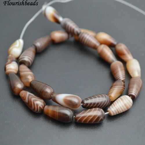 8x12mm High Quality Banded Coffee color Agate Water Drop Stone Loose Beads Fashion Jewelry Making Supplies