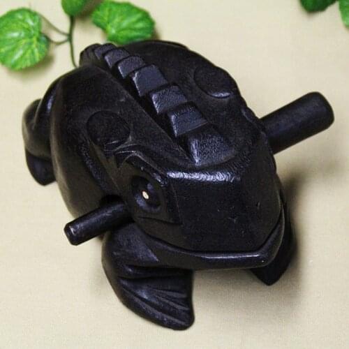 Southeast Asian Handmade Wood Sculpture Black Solid Wood Treasures Fill Auspicious Thailand Traditional Craft Wooden Lucky Frogs